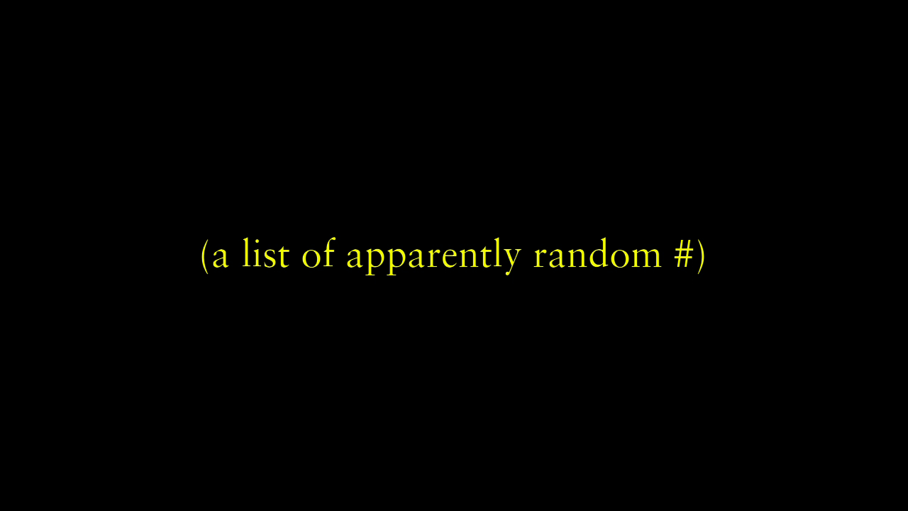 A List of Apparently Randon Numbers